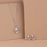 925 Sterling Silver Teardrop Pendant Necklace & Earrings Set for Women